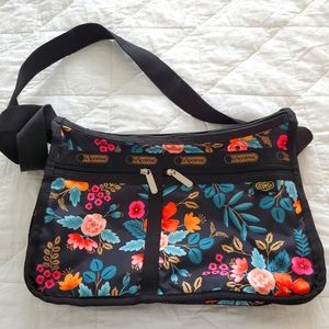 EUC Lesportsac Rifle Paper Co. Marion Floral Crossbody Deluxe Everyday Bag